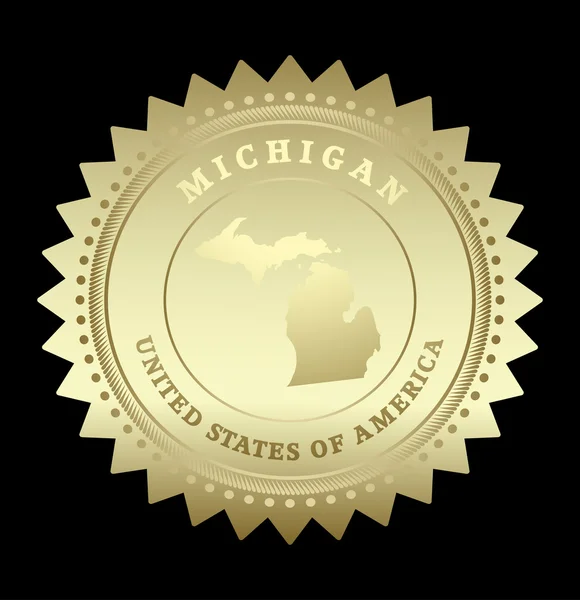 Étiquette étoile d'or avec carte de Wisconsin — Image vectorielle