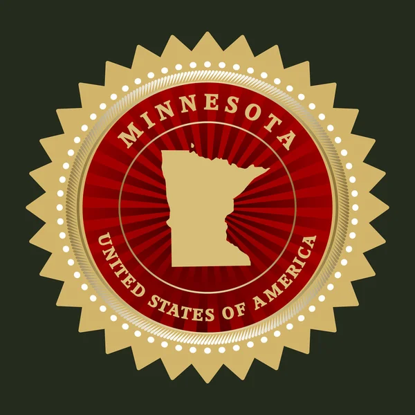 Étiquette étoile avec carte du Minnesota — Image vectorielle