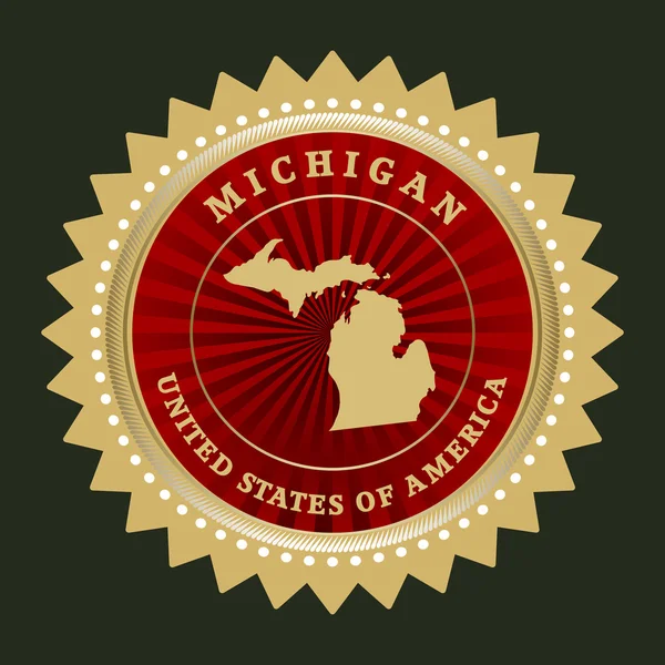 Étiquette étoile avec carte du Michigan — Image vectorielle