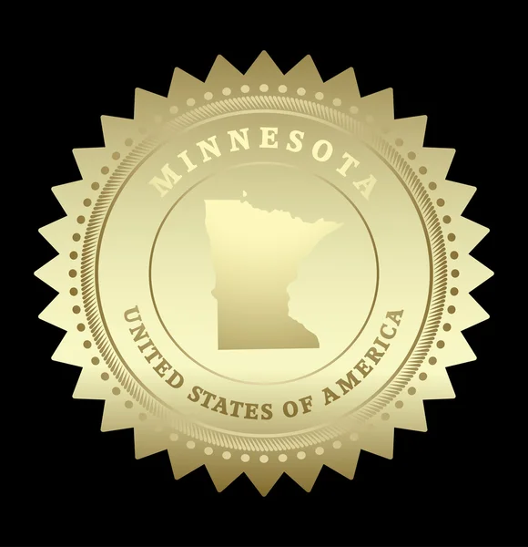 Gold star label with map of Wisconsin — Stock Vector