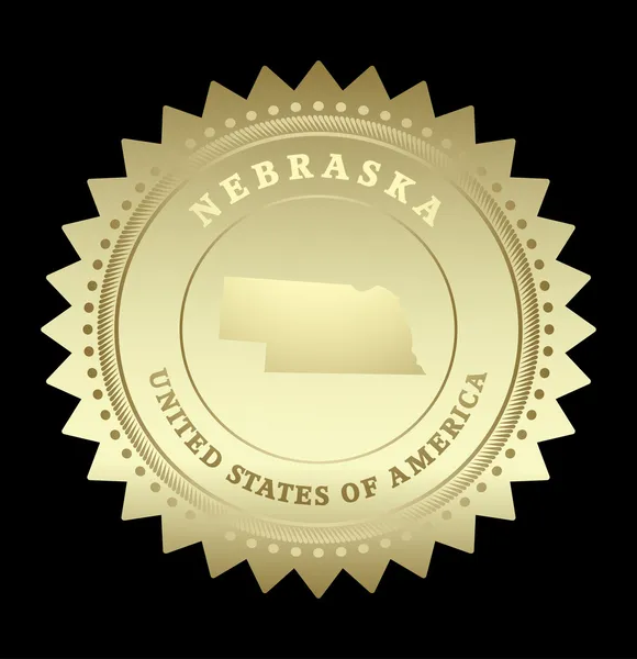 Rótulo de estrela de ouro com mapa de Wisconsin — Vetor de Stock