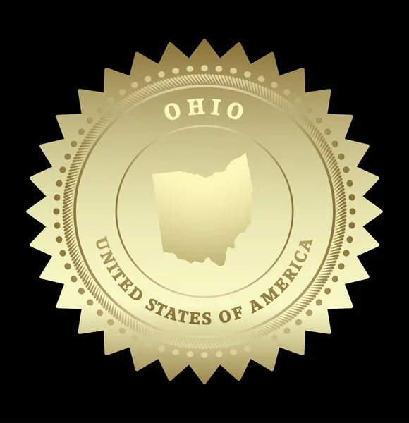 Etiqueta estrella de oro con el mapa de Wisconsin — Vector de stock