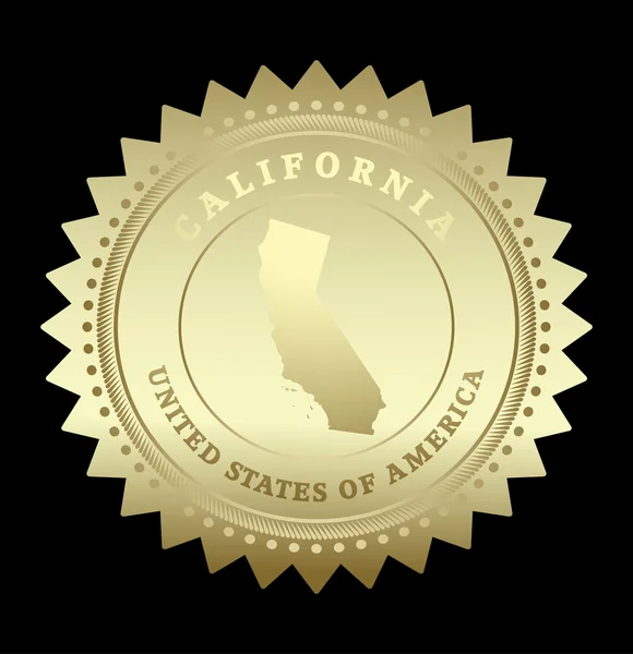 Étiquette étoile d'or avec carte de Californie — Image vectorielle