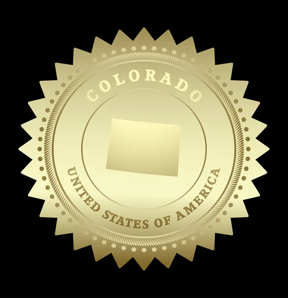 Метка "Золотая звезда" с картой Колорадо — стоковый вектор