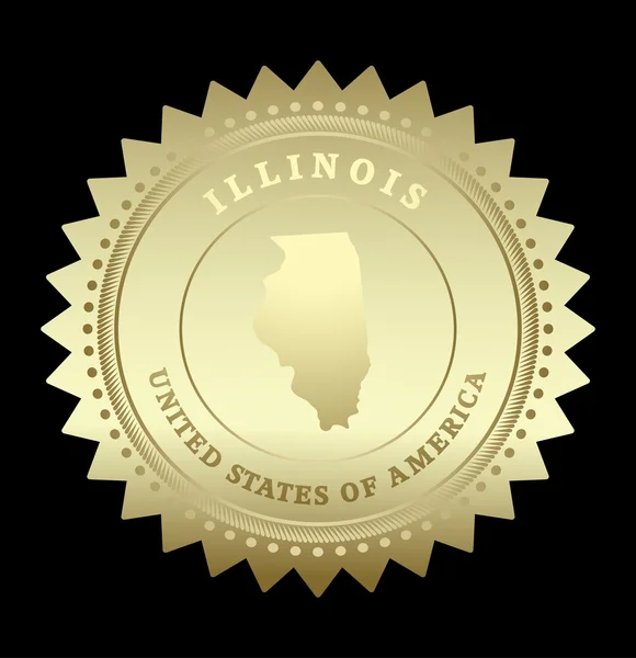 Etiqueta estrella de oro con el mapa de Illinois — Vector de stock