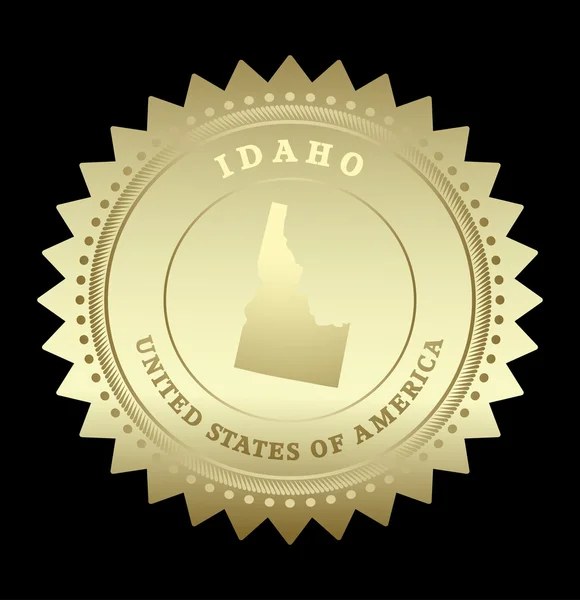 Etichetta Gold Star con mappa di Idaho — Vettoriale Stock