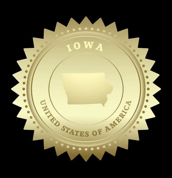 Rótulo de estrela de ouro com mapa de Iowa — Vetor de Stock