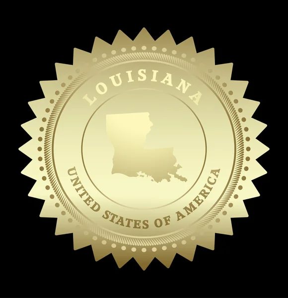 Gold star label with map of Louisiana — Stock Vector