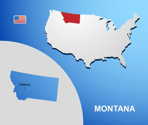 Montana on USA map with map of the state — Stock Vector