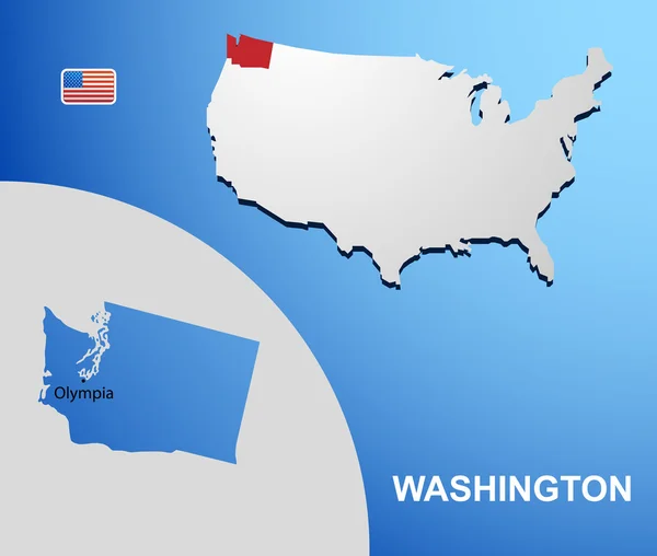 Washington en EE.UU. mapa con el mapa del estado — Archivo Imágenes Vectoriales