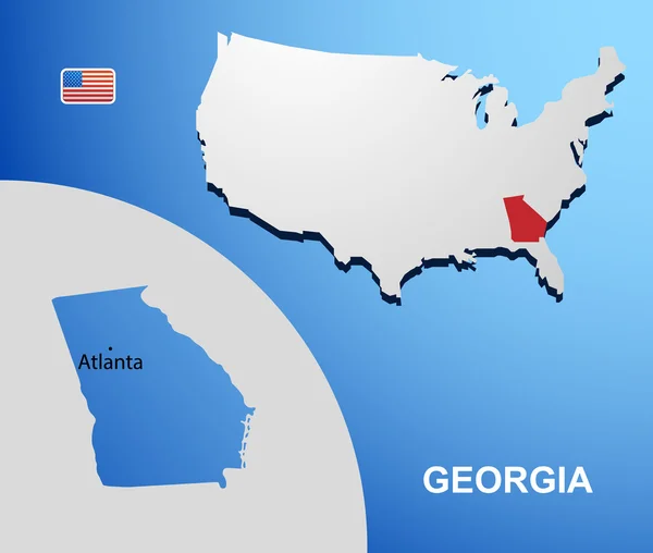 Géorgie sur la carte des États-Unis avec la carte de l'État — Image vectorielle