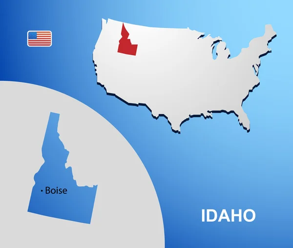 Idaho on USA map with map of the state — Stock Vector