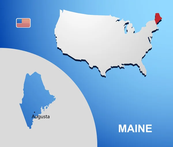 Maine sur la carte des USA avec la carte de l'état — Image vectorielle