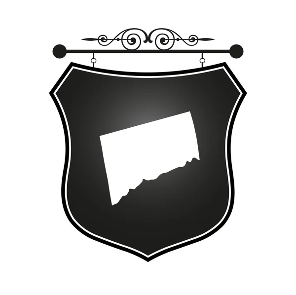 紋章入り記号をコネチカット州マップ — ストックベクタ
