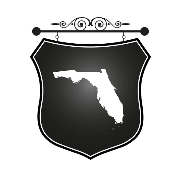 Florida map on heraldic sign — Stock Vector