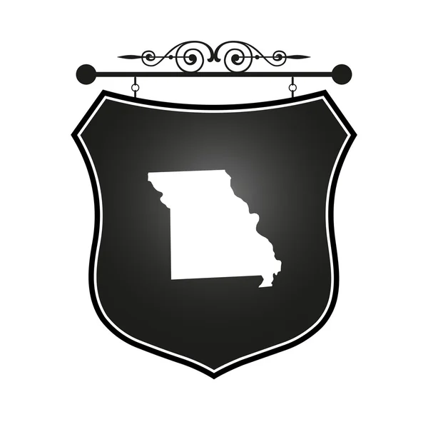 Missouri kaart op heraldische teken — Stockvector