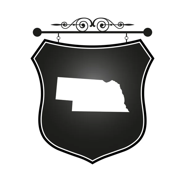 Nebraska karta på heraldiska tecken — Stock vektor