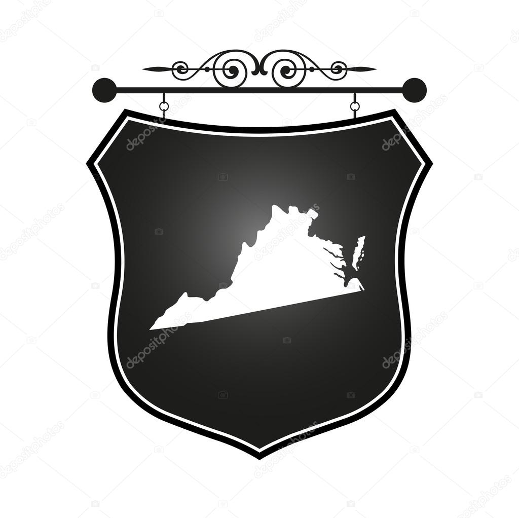 Virginia map on heraldic sign