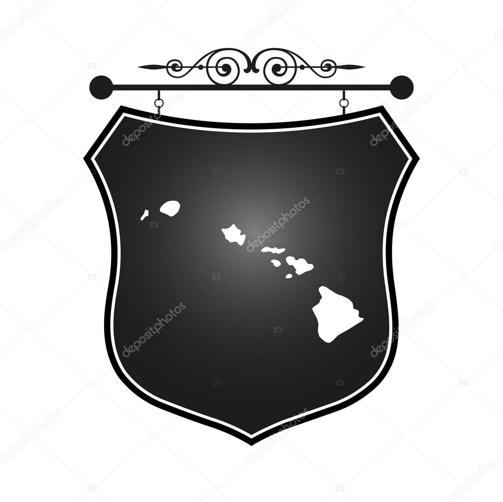 Hawaii map on heraldic sign