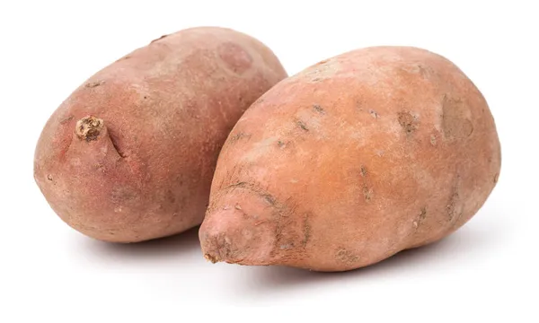 Zoete Aardappelen Geïsoleerd Witte Achtergrond Biologisch Voedsel Rechtenvrije Stockfoto's