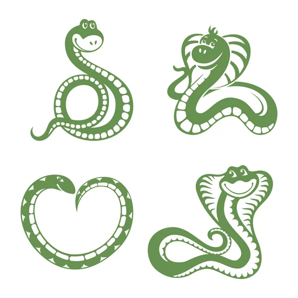 Set of funny snakes — Stock Vector