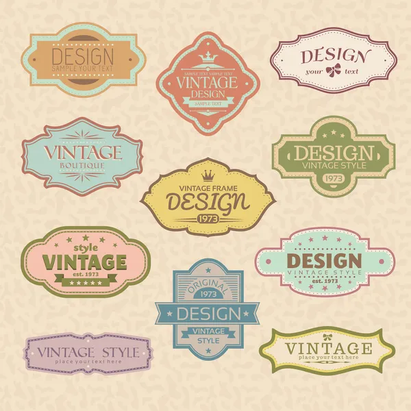 Set de marcos retro vintage — Vector de stock