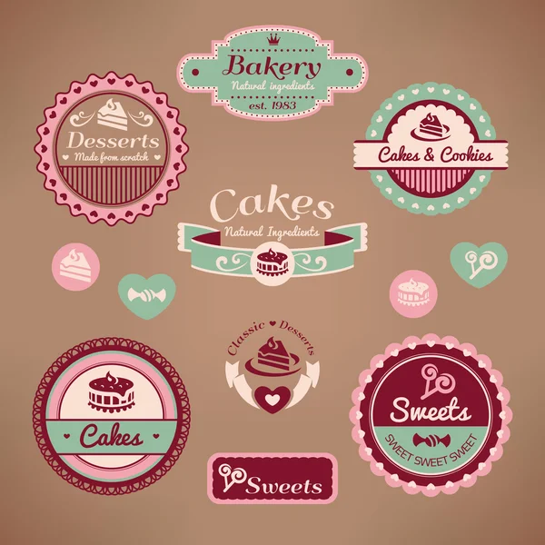 Set vintage bakkerij etiketten — Stockvector