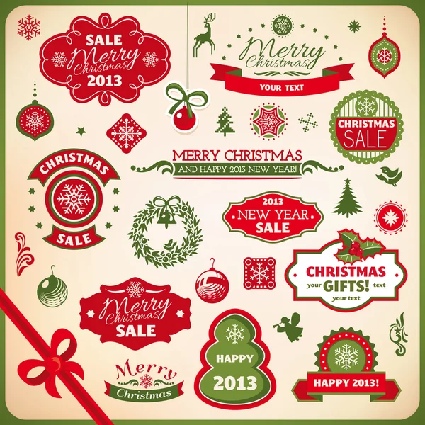 Karácsonyi és újévi dekorációs elemek Stock Vektor