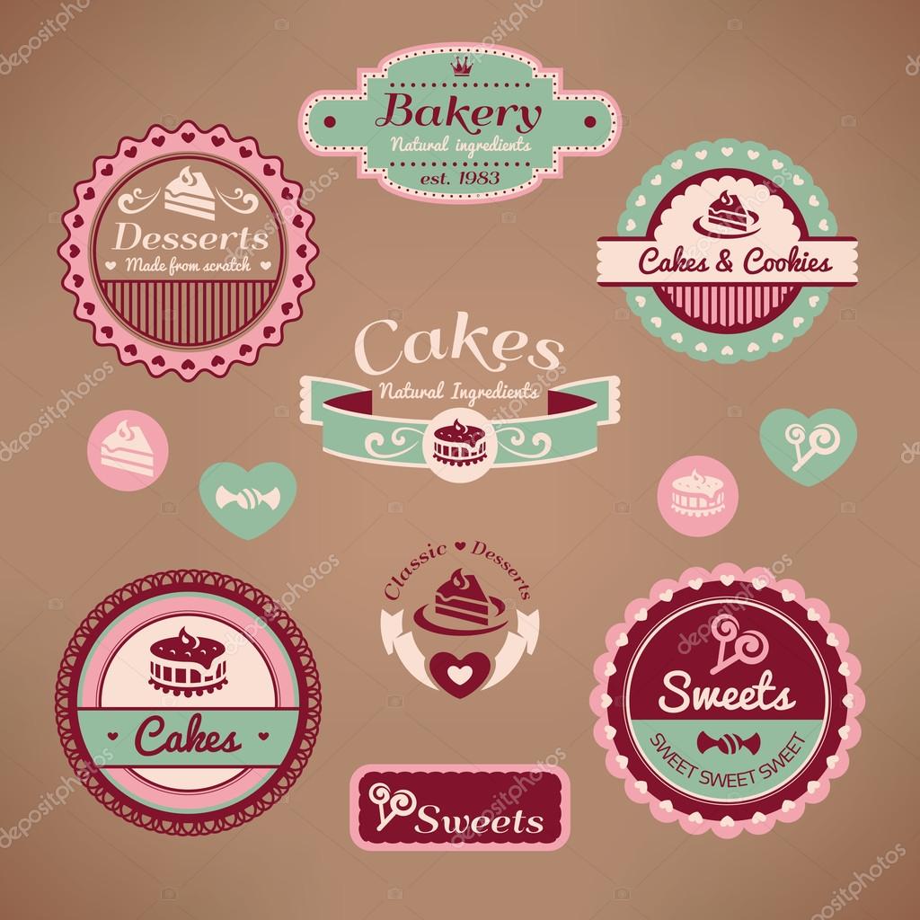 Set of vintage bakery labels vector illustration