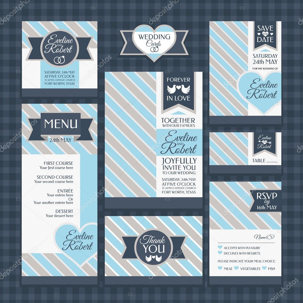 set of classic wedding cards