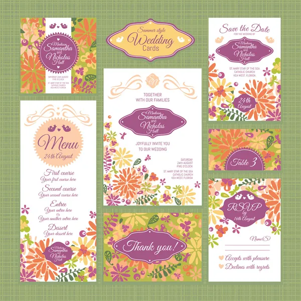 Ensemble de cartes de mariage — Image vectorielle