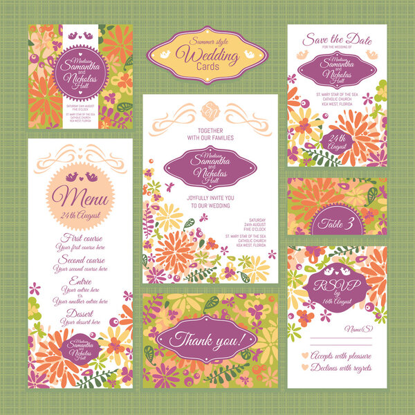 set of wedding cards