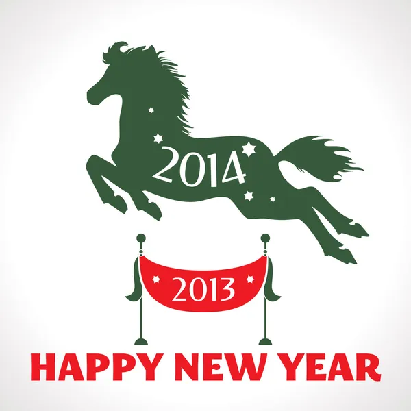 Νέο έτος ευχετήρια κάρτα με άλογο — Διανυσματικό Αρχείο