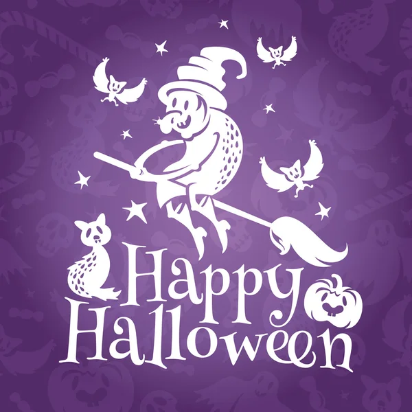 Tarjeta vectorial de felicitación feliz Halloween — Vector de stock