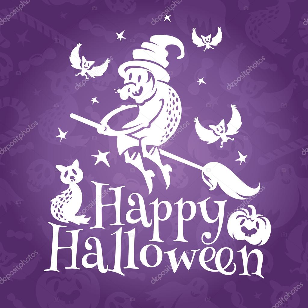 Happy Halloween greeting vector card