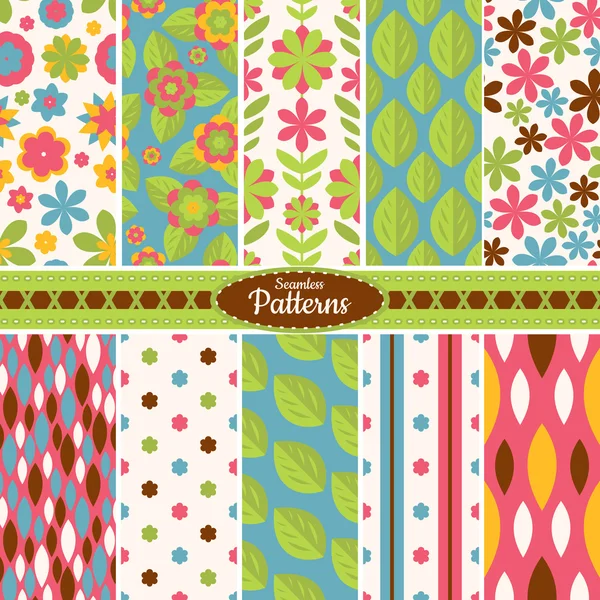 Collection of seamless pattern backgrounds — Stock Vector