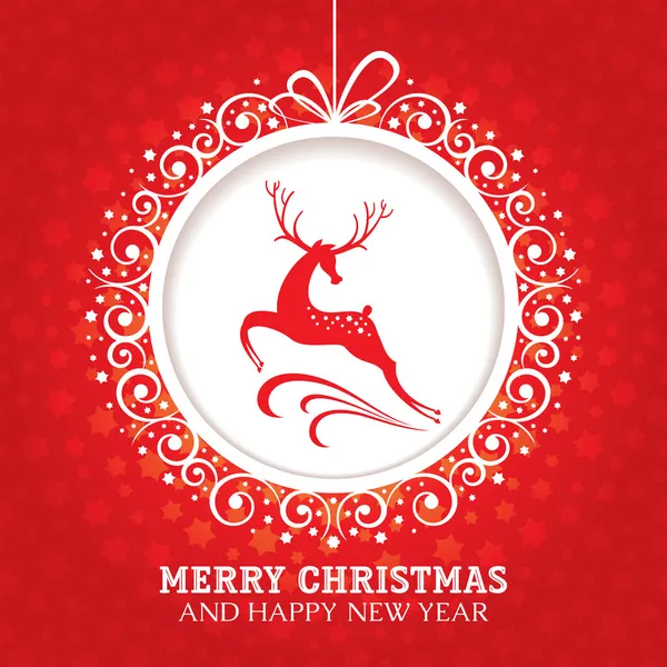 Christmas greeting card with deer — Stock Vector