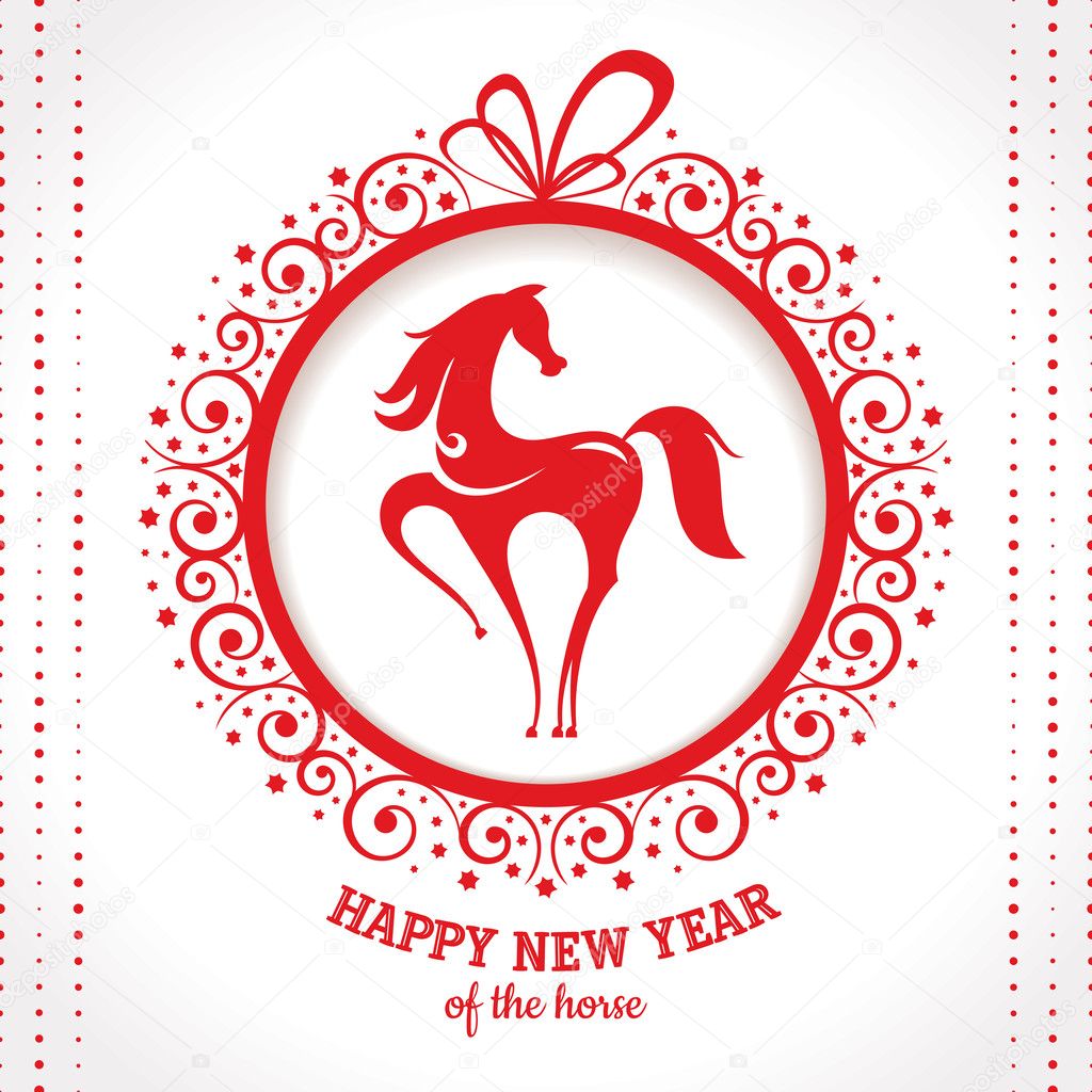馬と新年のグリーティング カード ストックベクター C Selenamay 馬と新年のグリーティング カード ストックベクター C Selenamay