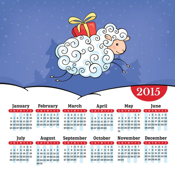 Anno della pecora Calendario 2015 — Vettoriale Stock