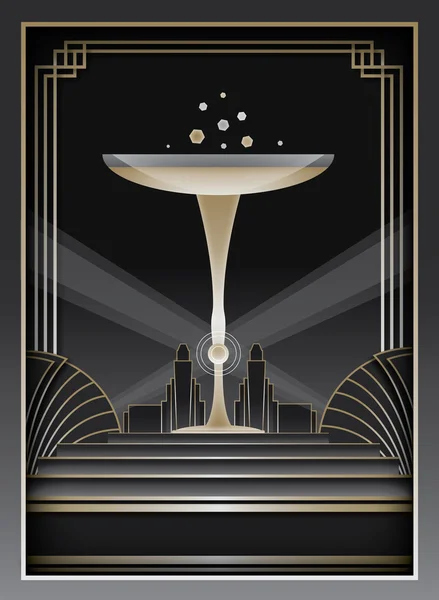 Art deco achtergrond en frame — Stockvector