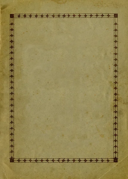 Антикварная бумага с декоративной рамой и рваными краями — стоковое фото