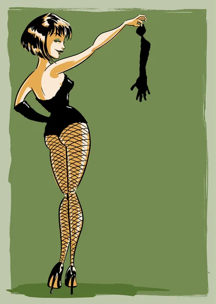 Burlesque pin-up karakter çizimi — Stok Vektör