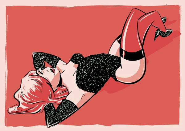 Illustrazione del carattere pin-up burlesco — Vettoriale Stock