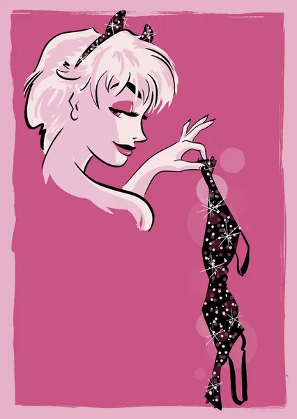 Burlesque Pin-up ilustración del carácter — Archivo Imágenes Vectoriales