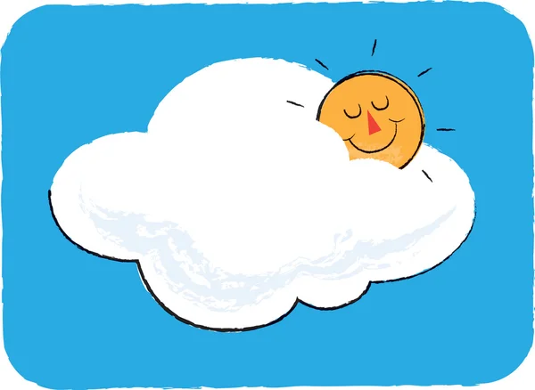 Sol y Nube Ilustración Infantil — Vector de stock