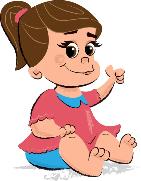 Schattige baby meisje kinderen illustratie — Stockvector