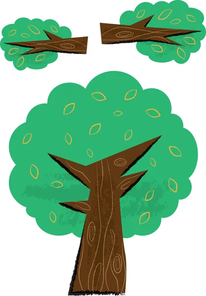 Tree and Branch Parts Children's Illustration — Stock Vector