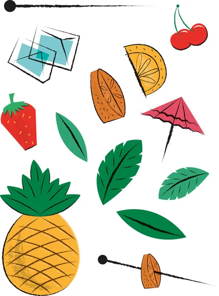 Fruit Cocktail Pieces — Stock Vector