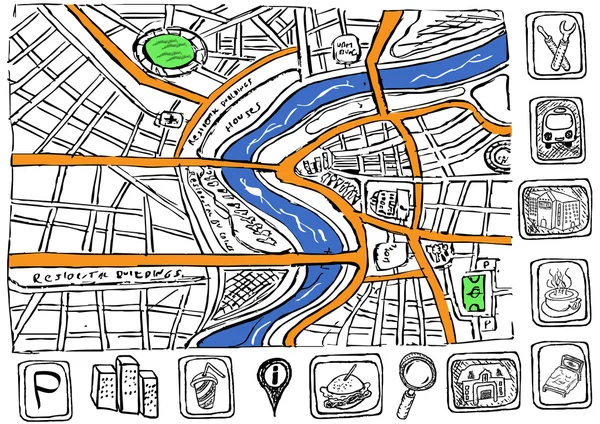 Mapa de doodle — Archivo Imágenes Vectoriales