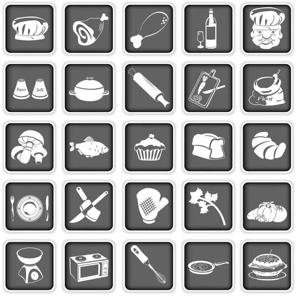 Cocina al cuadrado iconos — Vector de stock